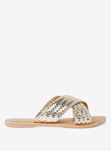 Dorothy Perkins Gold Leather 'barbados' Mules