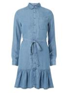 Dorothy Perkins Mid Wash Blue Peplum Hem Shirt Dress