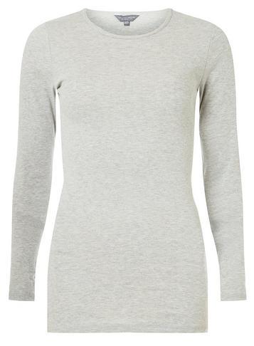 Dorothy Perkins *tall Grey Aw18 Long Sleeve Crew Neck Top