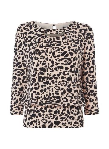 *roman Originals Pink Animal Print Necklace Top