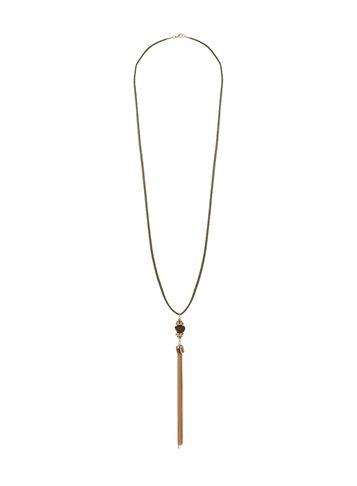 Dorothy Perkins Khaki Suede Long Necklace