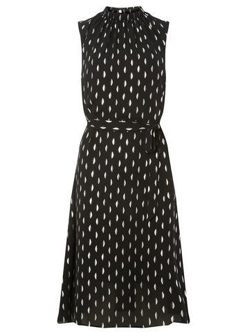 Dorothy Perkins Black Monochrome High Neck Foil Midi Fit And Flare Dress