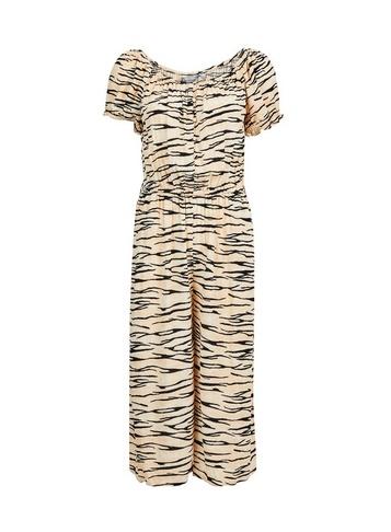 Dorothy Perkins Petite Multi Colour Zebra Print Bardot Crinkle Jumpsuit