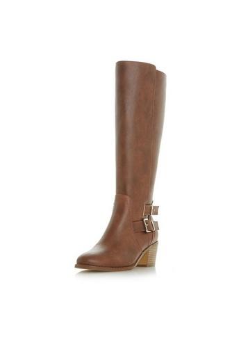 Dorothy Perkins *head Over Heels Tan Taliaa Ladies Heeled Boots