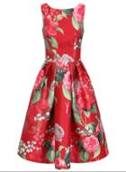 Dorothy Perkins *chi Chi London Red Floral Print Midi Skater Dress