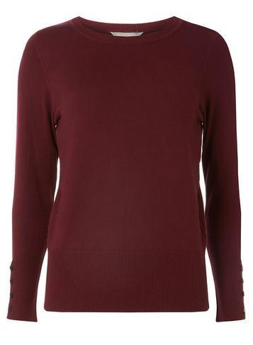 Dorothy Perkins Petite Burgundy Port Cuff Detail Jumper