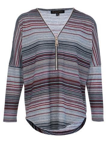 Dorothy Perkins *izabel London Navy Striped Zip Neck Top