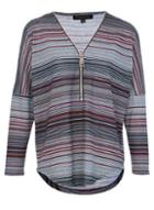 Dorothy Perkins *izabel London Navy Striped Zip Neck Top