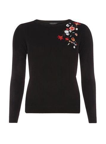Dorothy Perkins Black Flower Embroidered Jumper