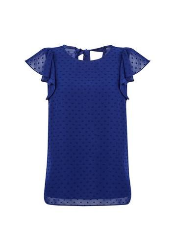 Dorothy Perkins Blue Dobby Ruffle Spot T-shirt