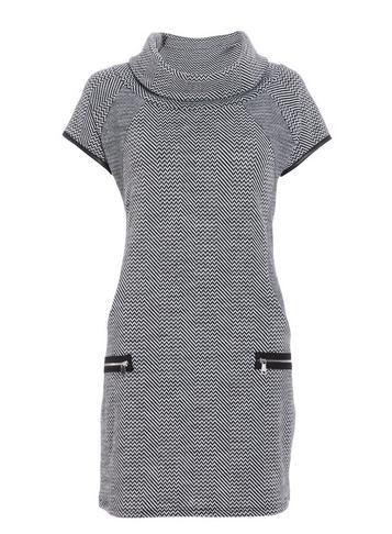Dorothy Perkins *quiz Grey And Black Knit Zip Shift Dress
