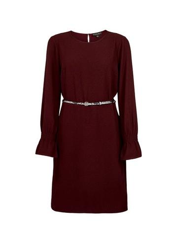 Dorothy Perkins *oxblood Shirred Cuff Shift Dress