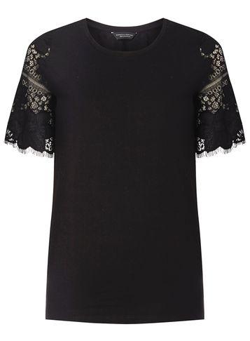 Dorothy Perkins Black Lace Sleeve T-shirt