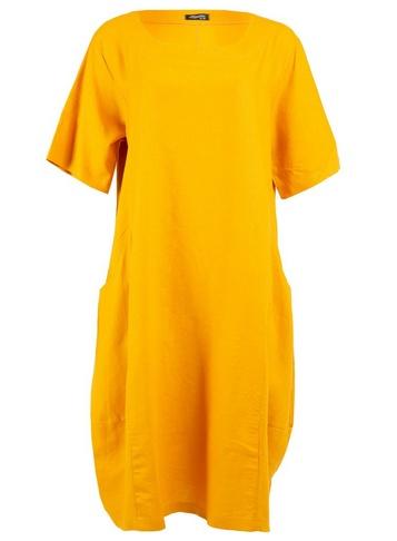 *feverfish Mustard Linen Pocket Dress