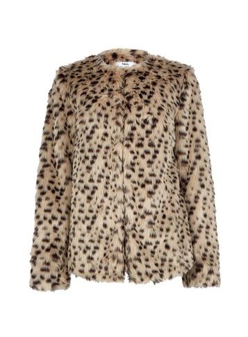 Dorothy Perkins *tall Brown Leopard Print Curved Edge To Edge Coat