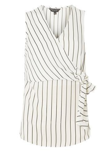 Dorothy Perkins Ivory Tie Front Striped Sleeveless Top