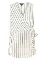 Dorothy Perkins Ivory Tie Front Striped Sleeveless Top