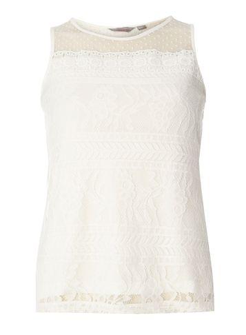Dorothy Perkins Petite Ivory Dobby Panel Shell Top