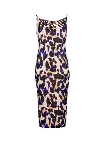 Dorothy Perkins Multi Colour Animal Print Jersey Cowl Neck Midi Camisole Dress