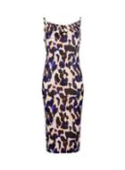 Dorothy Perkins Multi Colour Animal Print Jersey Cowl Neck Midi Camisole Dress