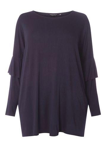 Dorothy Perkins Dp Curve Navy Frill Sleeve Jersey Top