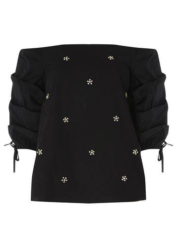 Dorothy Perkins Black Pearl Detail Bardot Top