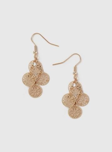 Dorothy Perkins Gold Cut Out Disc Drop Earrings