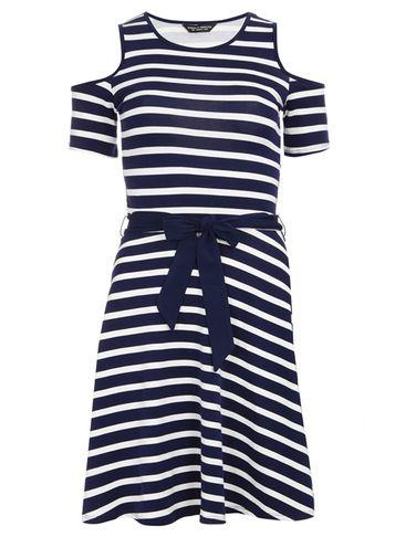 Dorothy Perkins Stripe Cold Shoulder Dress