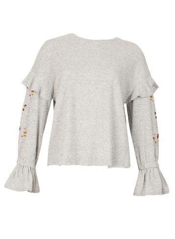 Dorothy Perkins *blue Vanilla Grey Frill Sleeve Top