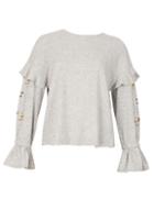Dorothy Perkins *blue Vanilla Grey Frill Sleeve Top
