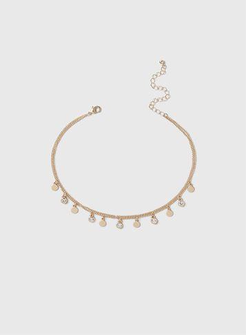 Dorothy Perkins Gold Disc Drop Multi Row Choker Necklace