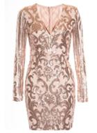 Dorothy Perkins *quiz Nude And Gold V-neck Dress