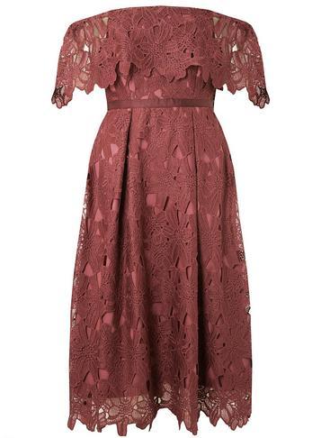 Dorothy Perkins *luxe Plum Lace Bardot Dress