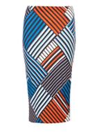 Dorothy Perkins Blue And Orange Geometric Print Tube Skirt