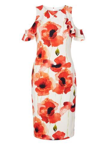 Dorothy Perkins *roman Originals Red Cold Shoulder Shift Dress