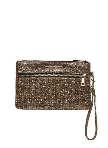 Dorothy Perkins Gold Zip Front Wristlet Clutch