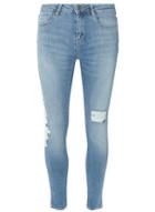 Dorothy Perkins Blue 'darcy' Lace Applique Ankle Grazer Jeans