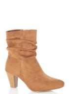 *quiz Rust Faux Suede Ruched Ankle Boots