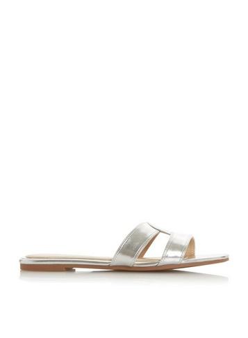 *head Over Heels By Dune Silver 'lucien' Ladies Flat Sandals