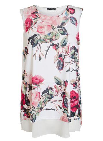 Dorothy Perkins *quiz Cream Red Floral Print Top