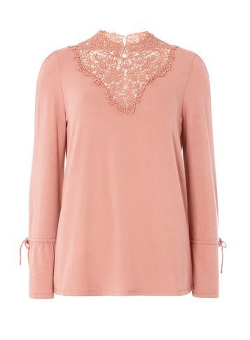Dorothy Perkins *vila Blush Lace Trim T-shirt