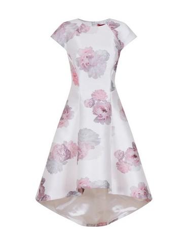 *chi Chi London White Floral Print Dip Hem Skater Dress