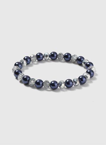 Dorothy Perkins Navy Facet Bead Stretch Bracelet