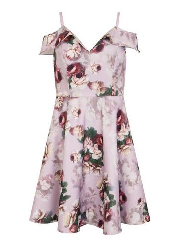 *chi Chi London Pink Cold Shoulder Midi Dress
