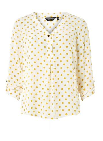 Dorothy Perkins Ochre Spot Roll Sleeve Shirt