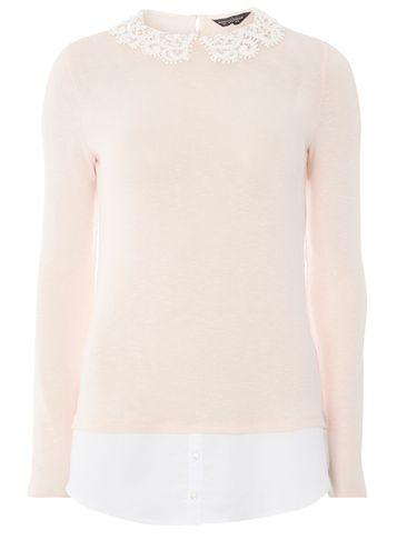 Dorothy Perkins *tall Nude Ivory Collar Top