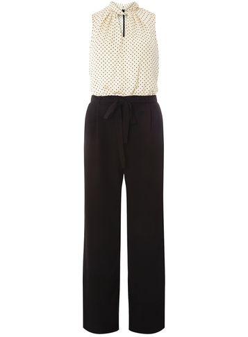 Dorothy Perkins Black And White Spotted Twist Neck Jumpsuit