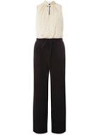 Dorothy Perkins Black And White Spotted Twist Neck Jumpsuit