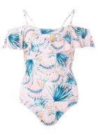 Dorothy Perkins *pink Palm Print Bardot Swimsuit