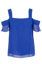 Dorothy Perkins *quiz Blue Chiffon Frill Sleeve Top